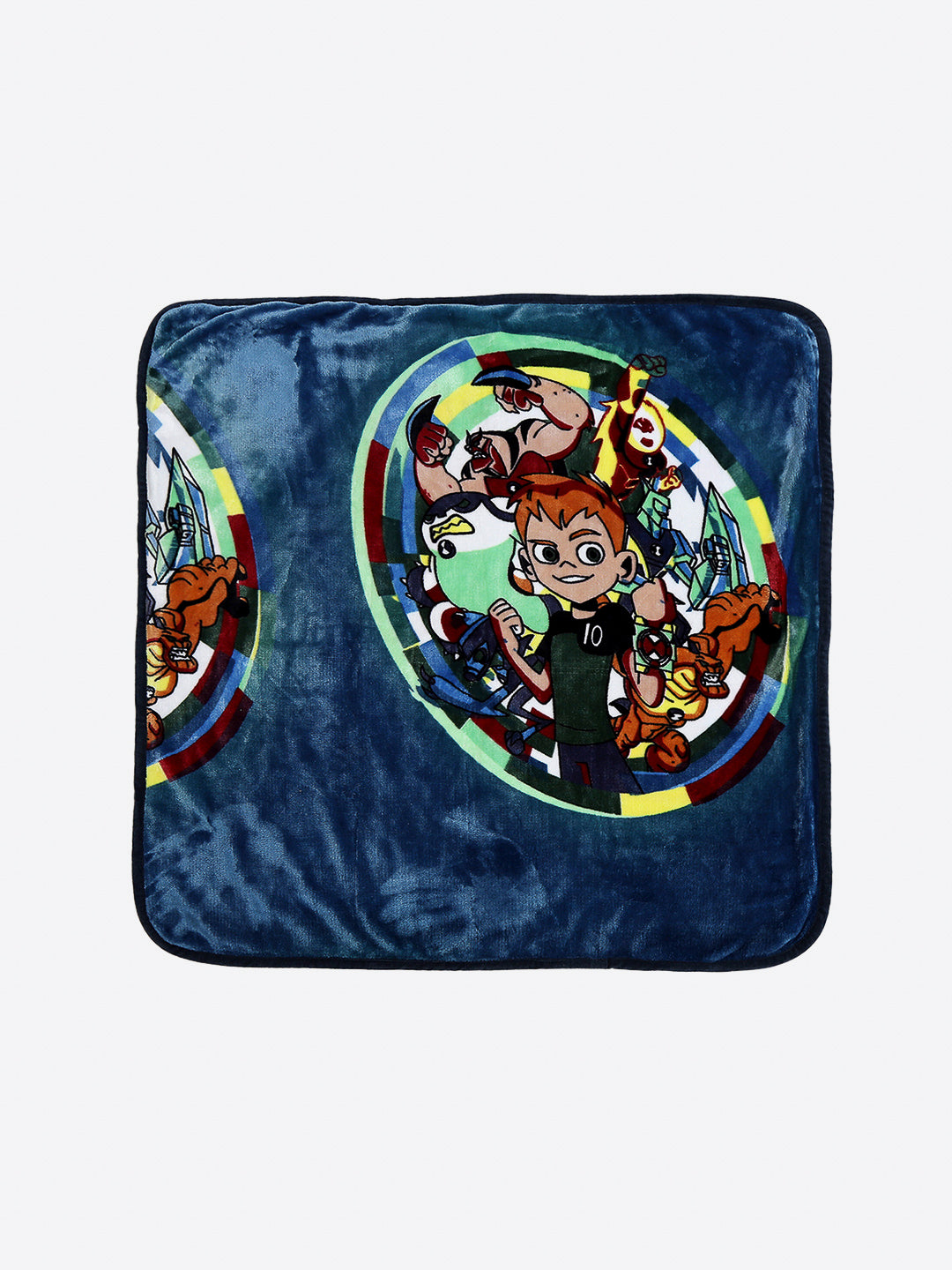 Ben 10 Print Button Closure Hooded Cartoon Network Blue Baby Blanket