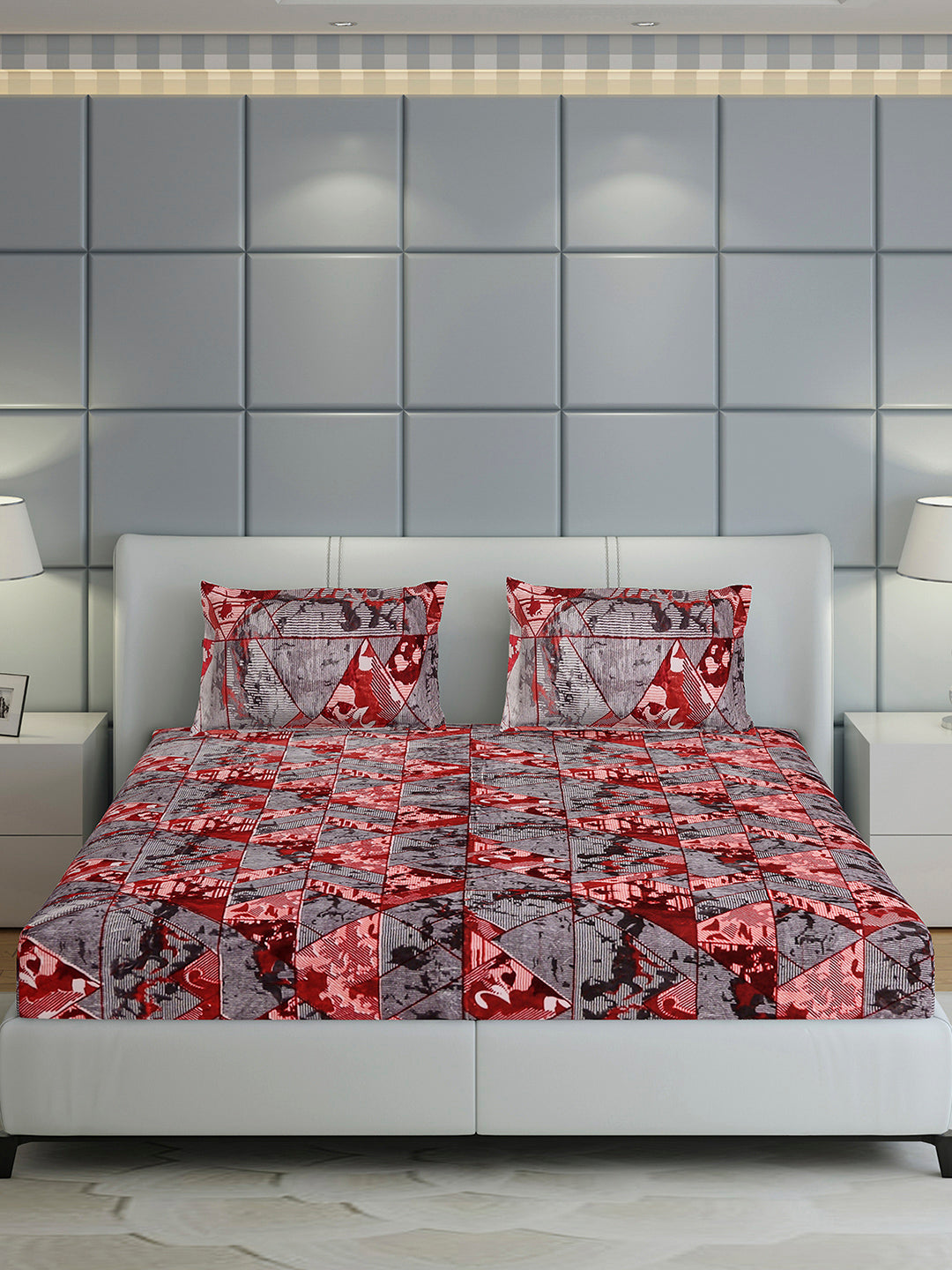 413 GSM 100% Polyester King Bed 1 Bedsheet with 2 Pillow Cover (Aura)