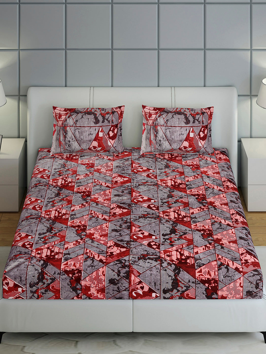 413 GSM 100% Polyester King Bed 1 Bedsheet with 2 Pillow Cover (Aura)