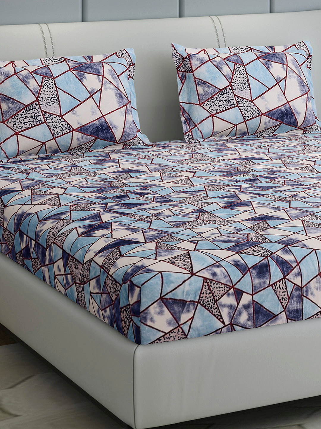 349 GSM 100% Polyester King Bed 1 Bedsheet with 2 Pillow Cover (Carnival)