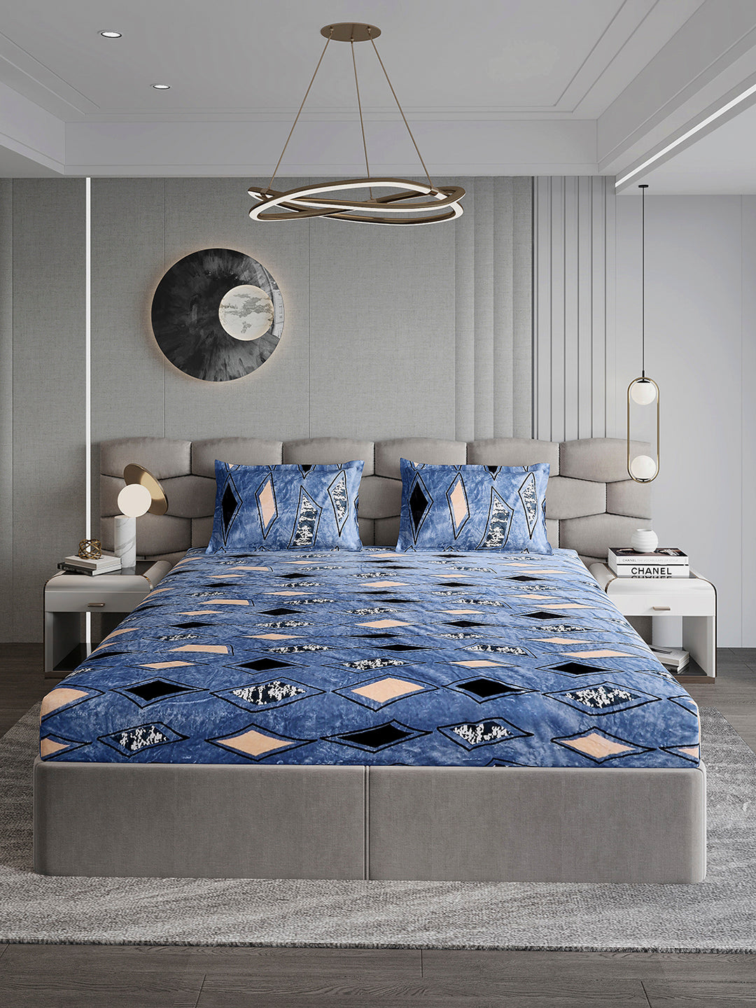 495 GSM 100% Polyester King Bed 1 Bedsheet with 2 Pillow Cover (Gold Mine)