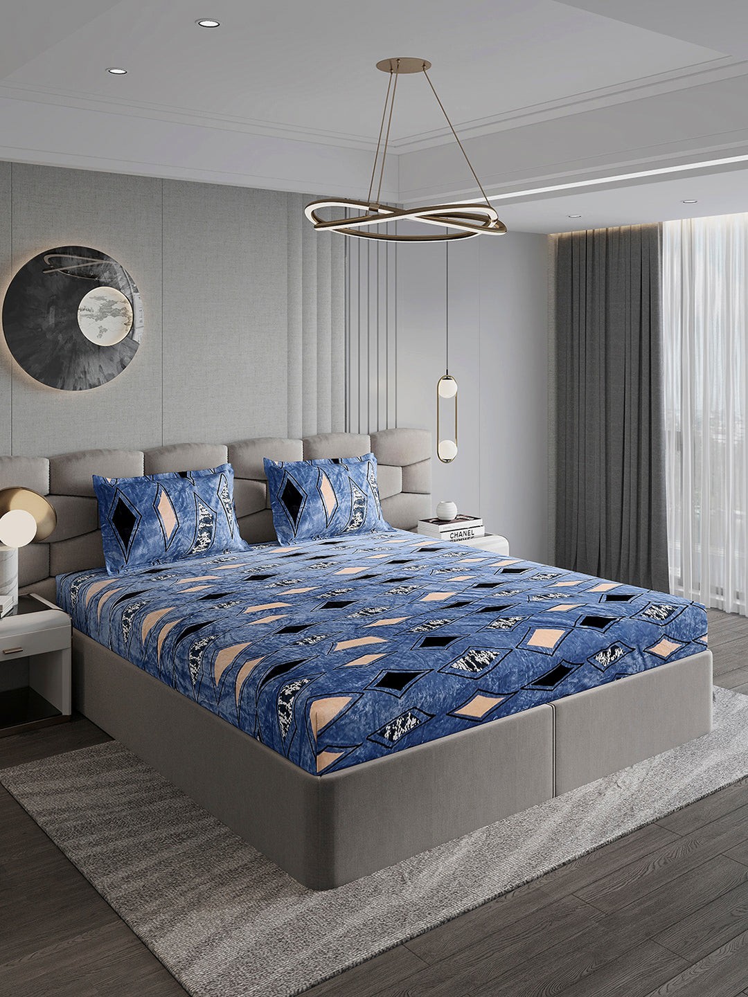 495 GSM 100% Polyester King Bed 1 Bedsheet with 2 Pillow Cover (Gold Mine)