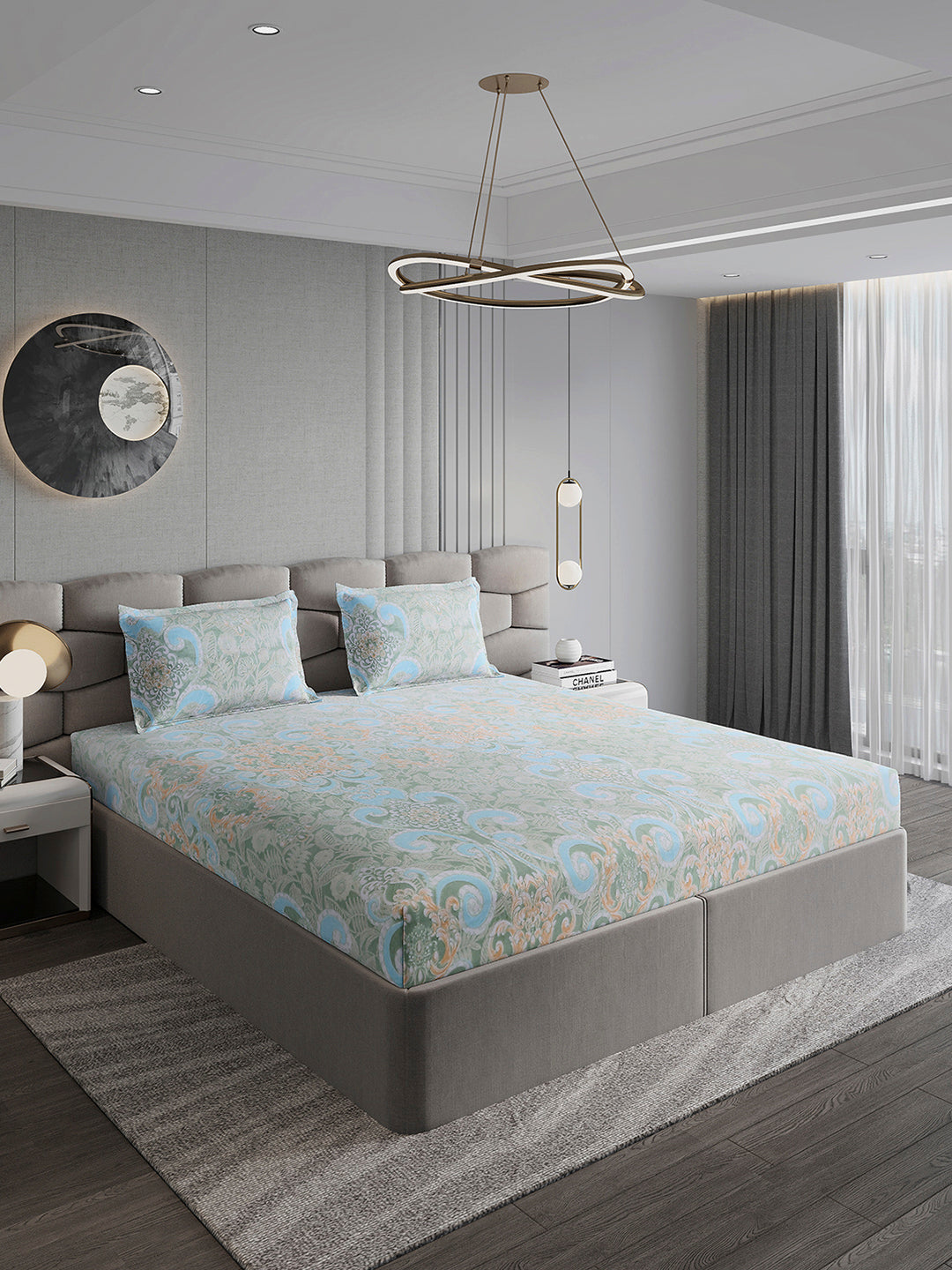 393 GSM 100% Polyester King Bed 1 Bedsheet with 2 Pillow Cover (Golden Choice)