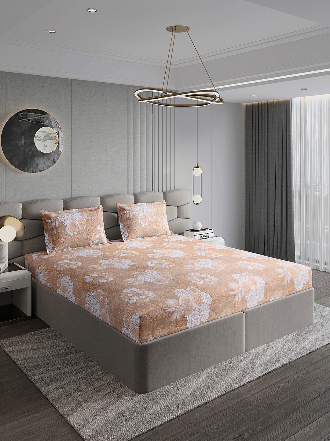 393 GSM 100% Polyester King Bed 1 Bedsheet with 2 Pillow Cover (Golden Choice)