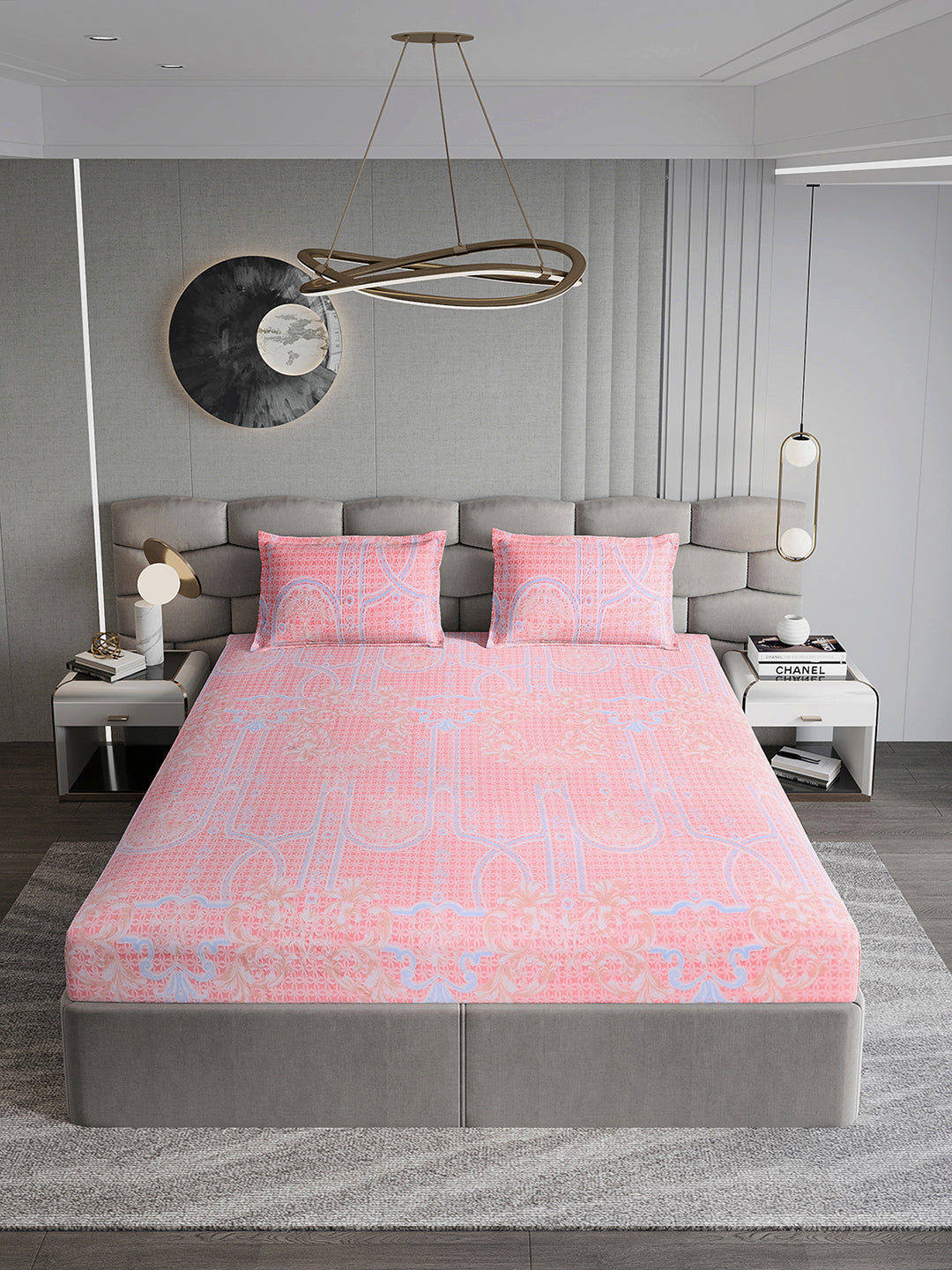 393 GSM 100% Polyester King Bed 1 Bedsheet with 2 Pillow Cover (Golden Choice)