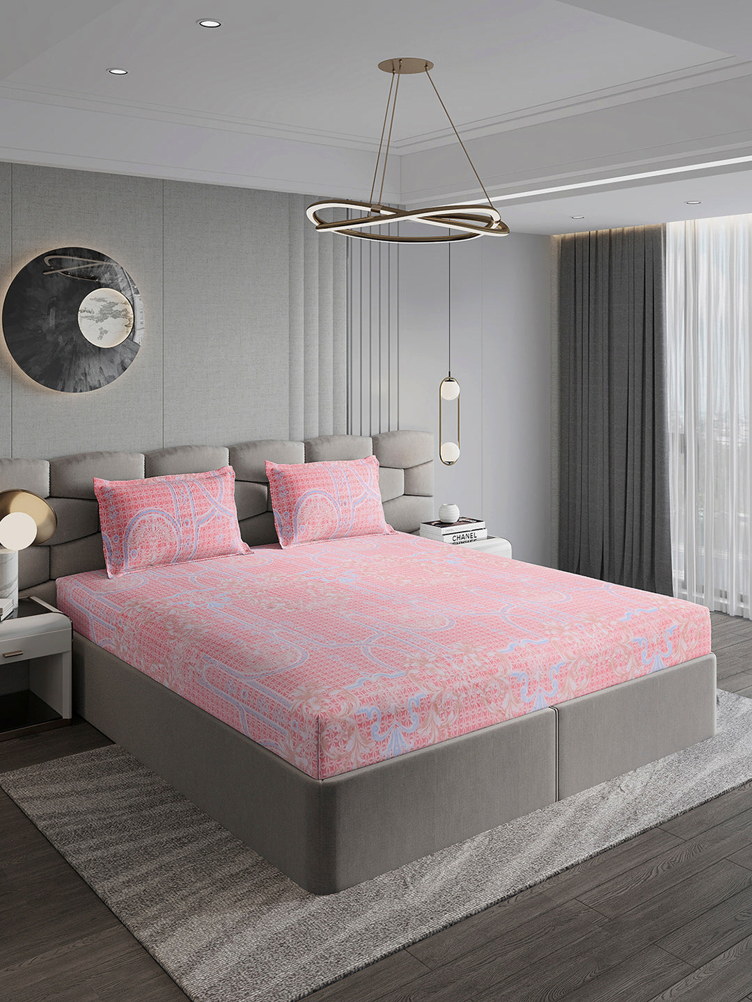 393 GSM 100% Polyester King Bed 1 Bedsheet with 2 Pillow Cover (Golden Choice)