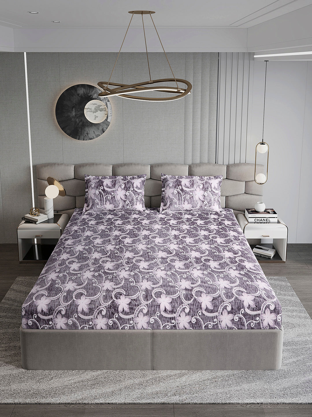 393 GSM 100% Polyester King Bed 1 Bedsheet with 2 Pillow Cover (Golden Choice)