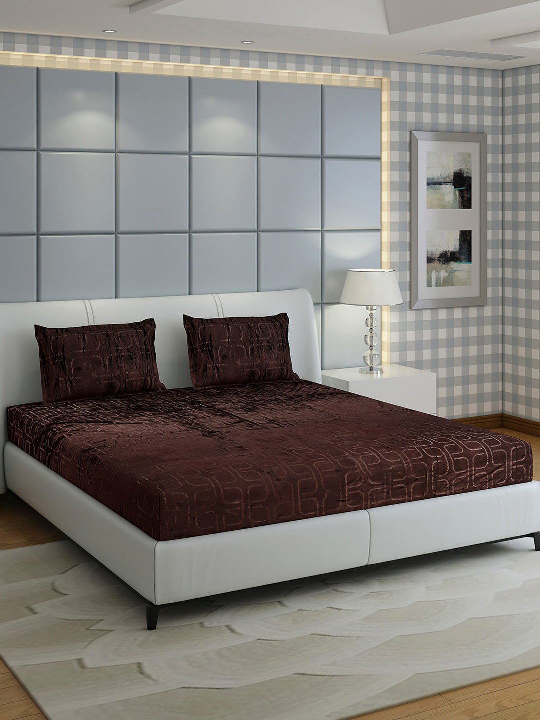 435 GSM 100% Polyester Double Bed 1 Bedsheet with 2 Pillow Cover (Indigo)