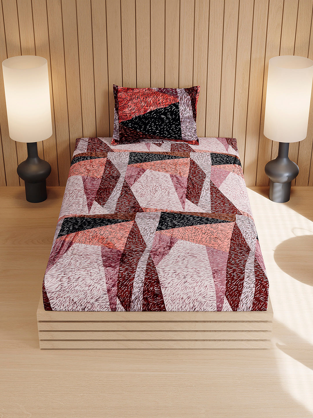 353 GSM 100% Polyester Single Bed 1 Bedsheet with 1 Pillow Cover (Ira)