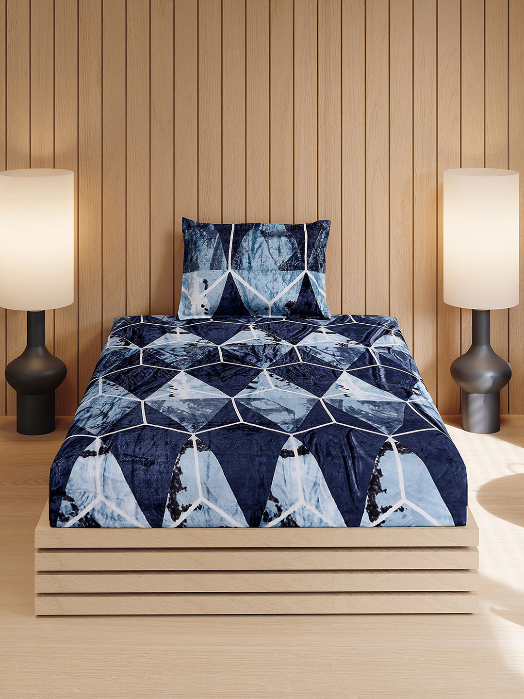 353 GSM 100% Polyester Single Bed 1 Bedsheet with 1 Pillow Cover (Ira)