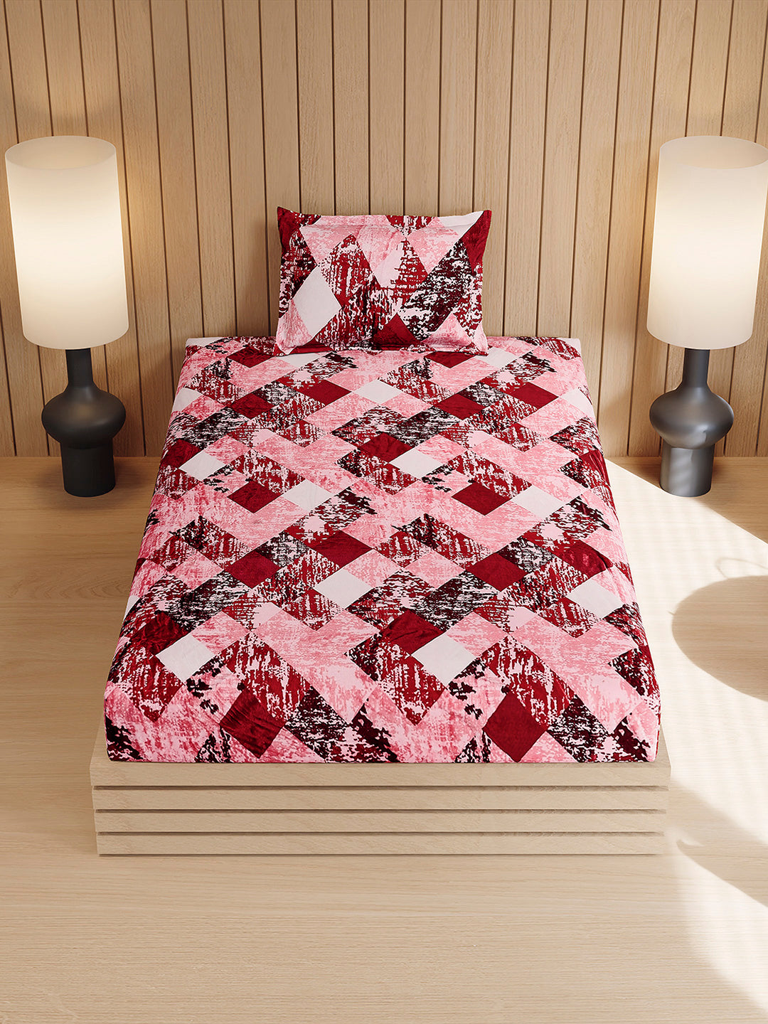 353 GSM 100% Polyester Single Bed 1 Bedsheet with 1 Pillow Cover (Ira)