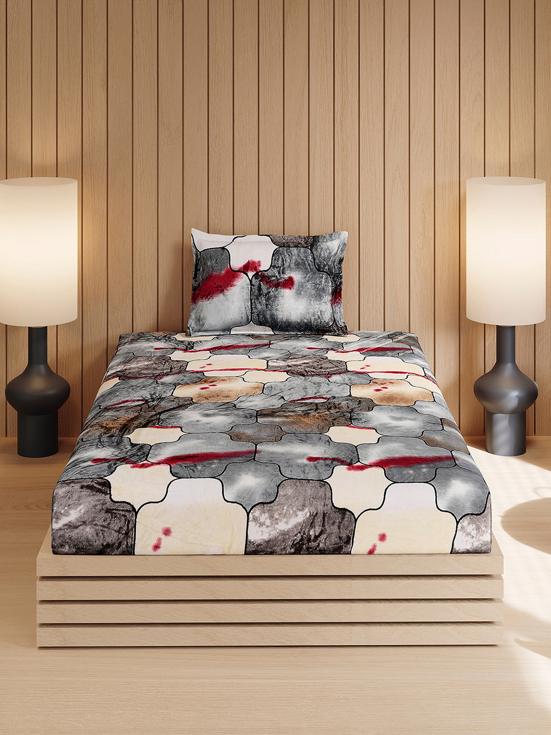 353 GSM 100% Polyester Single Bed 1 Bedsheet with 1 Pillow Cover (Ira)