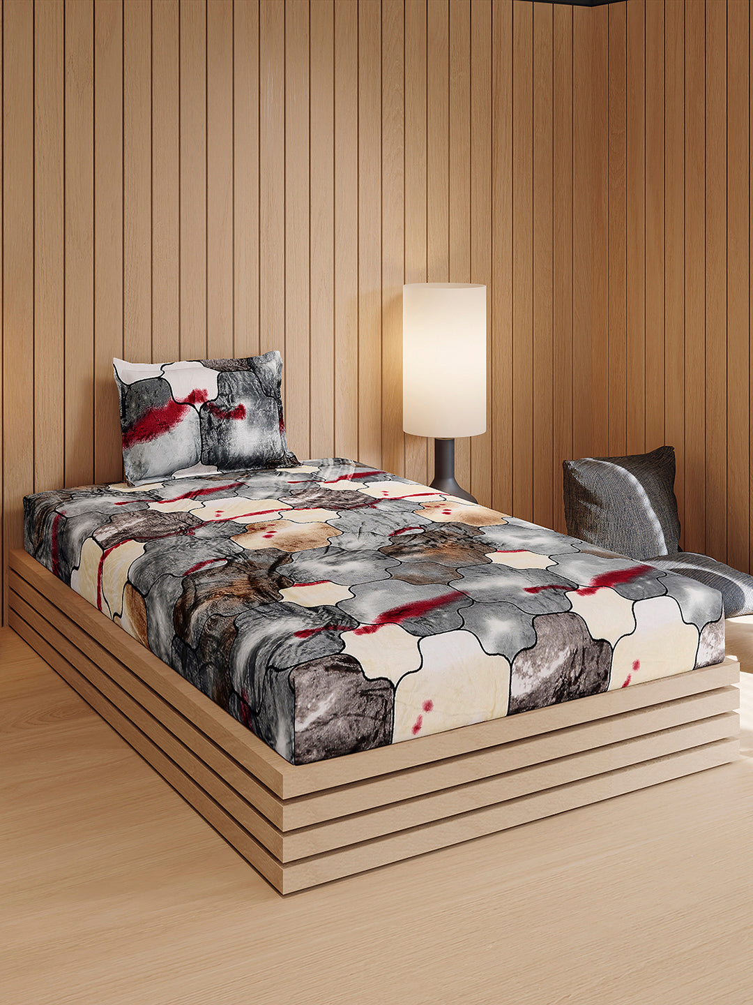 353 GSM 100% Polyester Single Bed 1 Bedsheet with 1 Pillow Cover (Ira)