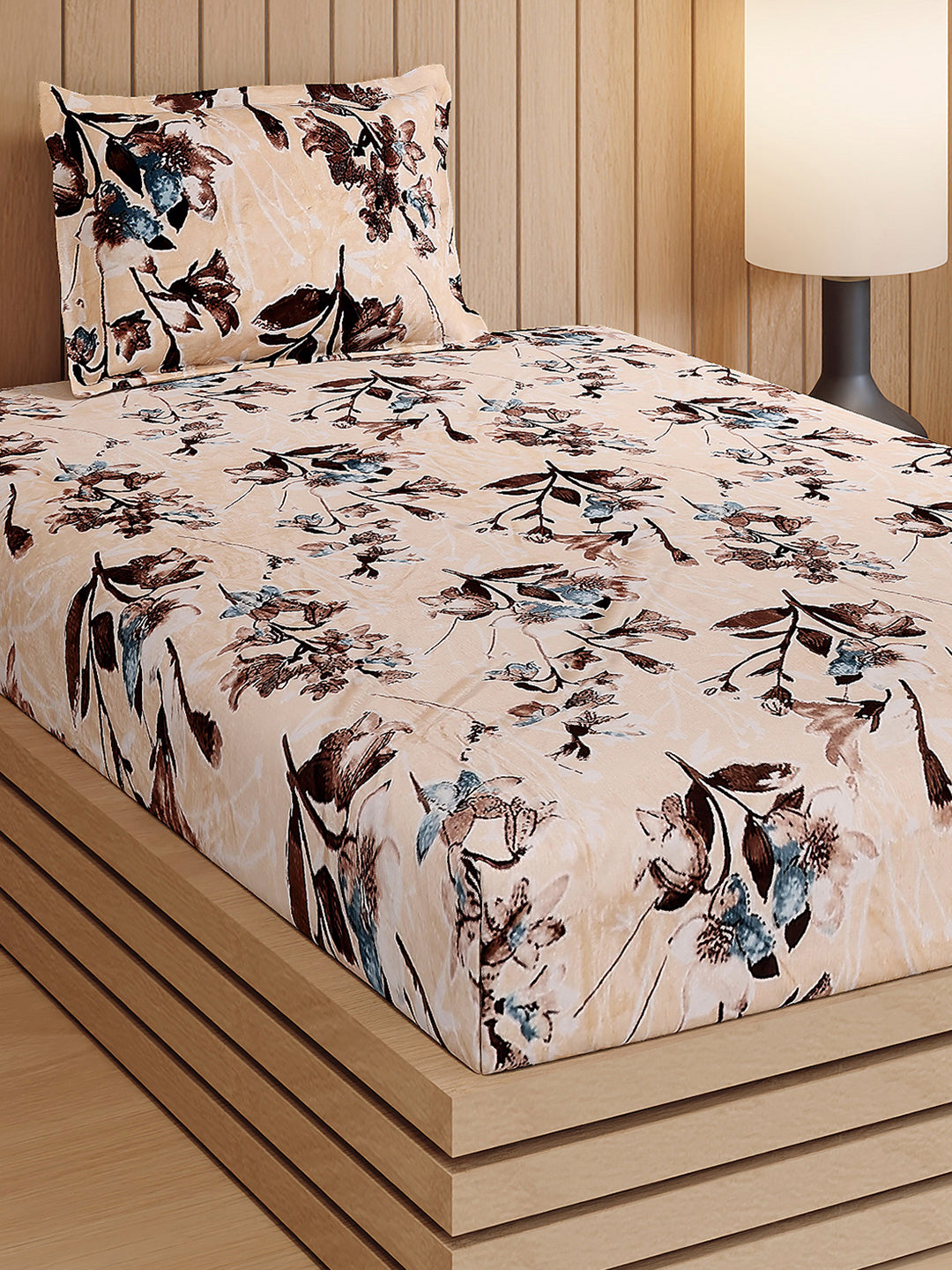 353 GSM 100% Polyester Single Bed 1 Bedsheet with 1 Pillow Cover (Ira)