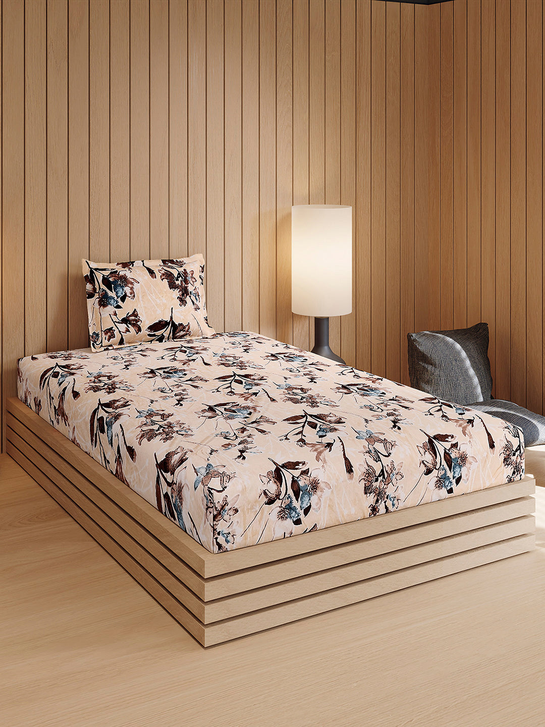 353 GSM 100% Polyester Single Bed 1 Bedsheet with 1 Pillow Cover (Ira)