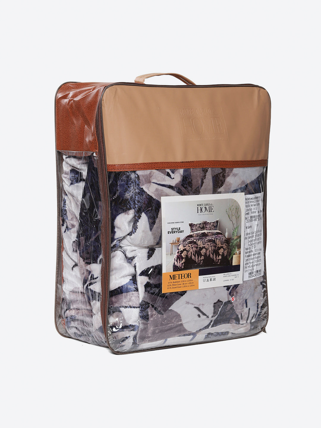 904 GSM 100% Polyester Double Bed 1 Bedsheet, 1 Duvet Cover & 2 Pillow Cover (Meteor 4 Pcs Set)