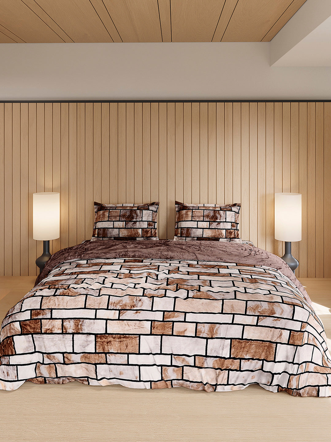 904 GSM 100% Polyester Double Bed 1 Bedsheet, 1 Duvet Cover & 2 Pillow Cover (Meteor 4 Pcs Set)