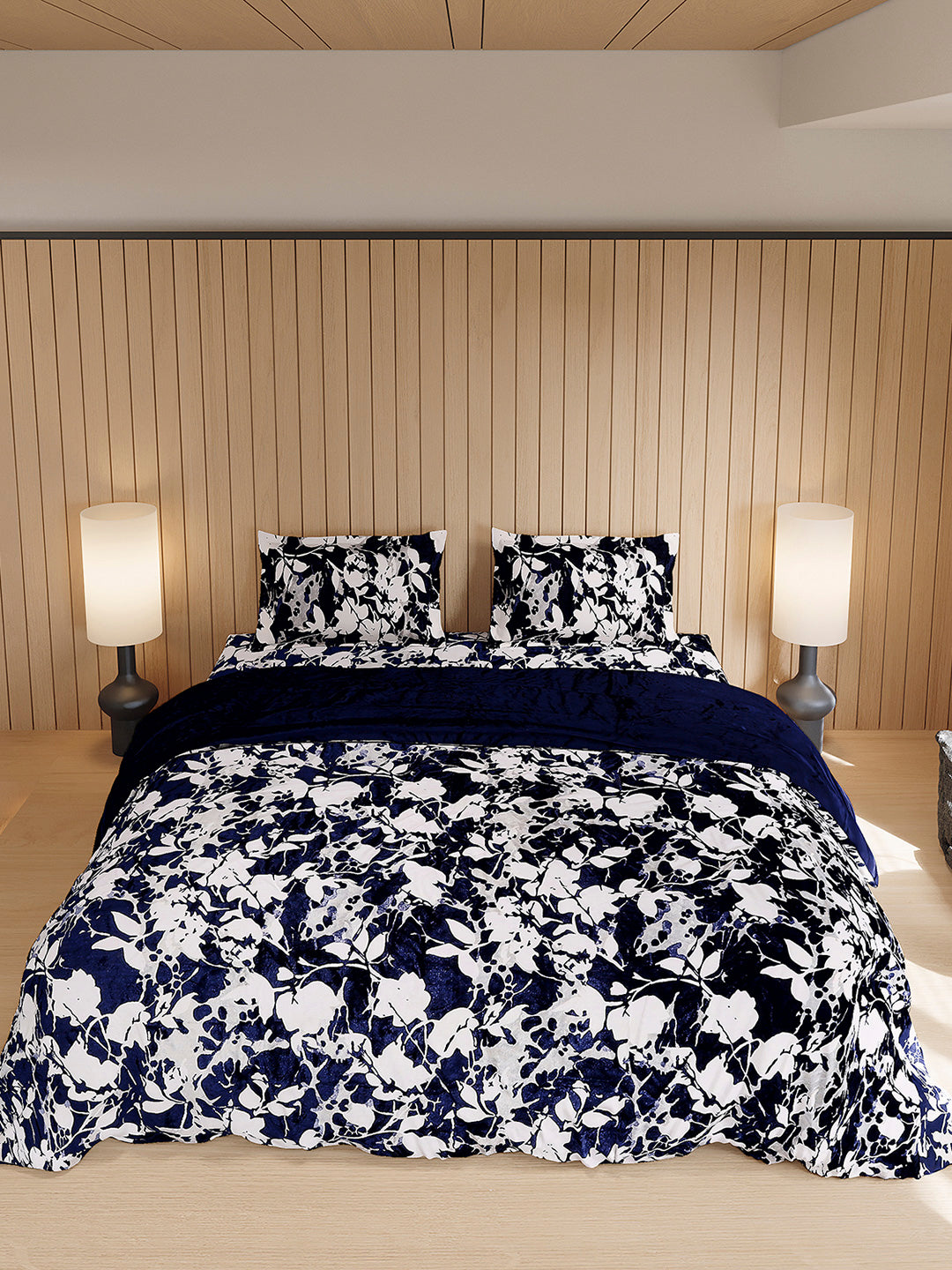 904 GSM 100% Polyester Double Bed 1 Bedsheet, 1 Duvet Cover & 2 Pillow Cover (Meteor 4 Pcs Set)