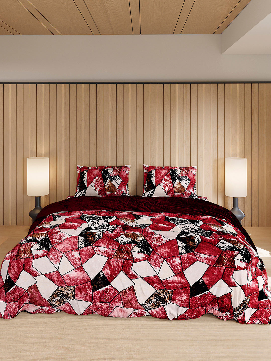 904 GSM 100% Polyester Double Bed 1 Bedsheet, 1 Duvet Cover & 2 Pillow Cover (Meteor 4 Pcs Set)