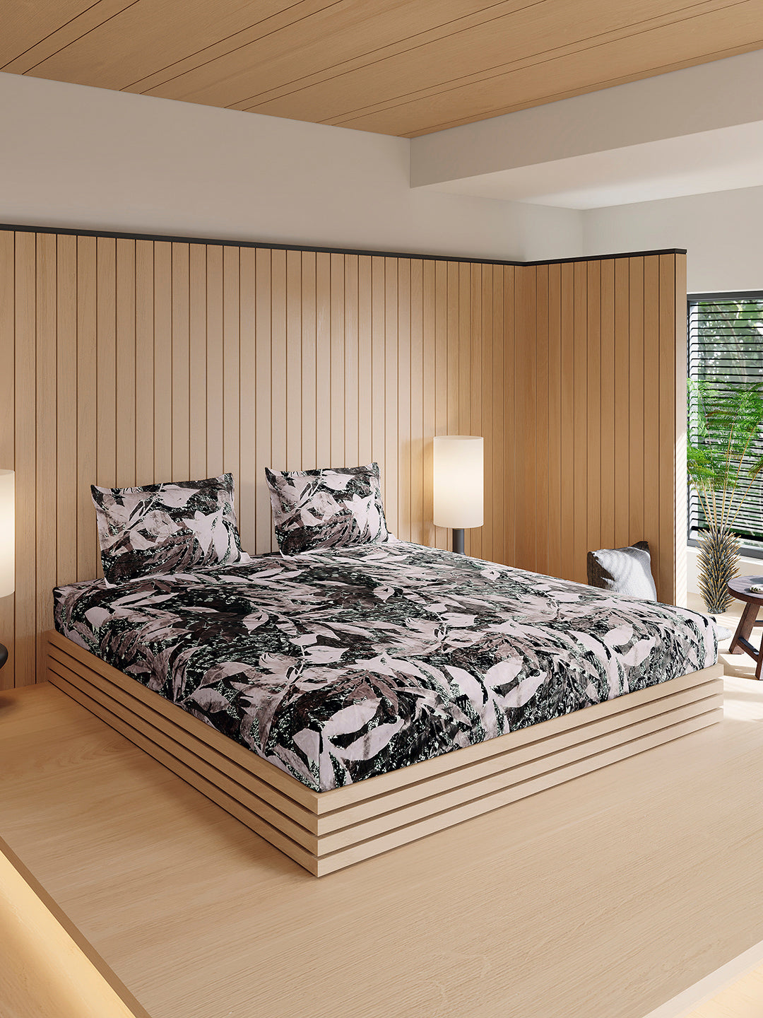 904 GSM 100% Polyester Double Bed 1 Bedsheet, 1 Duvet Cover & 2 Pillow Cover (Meteor 4 Pcs Set)