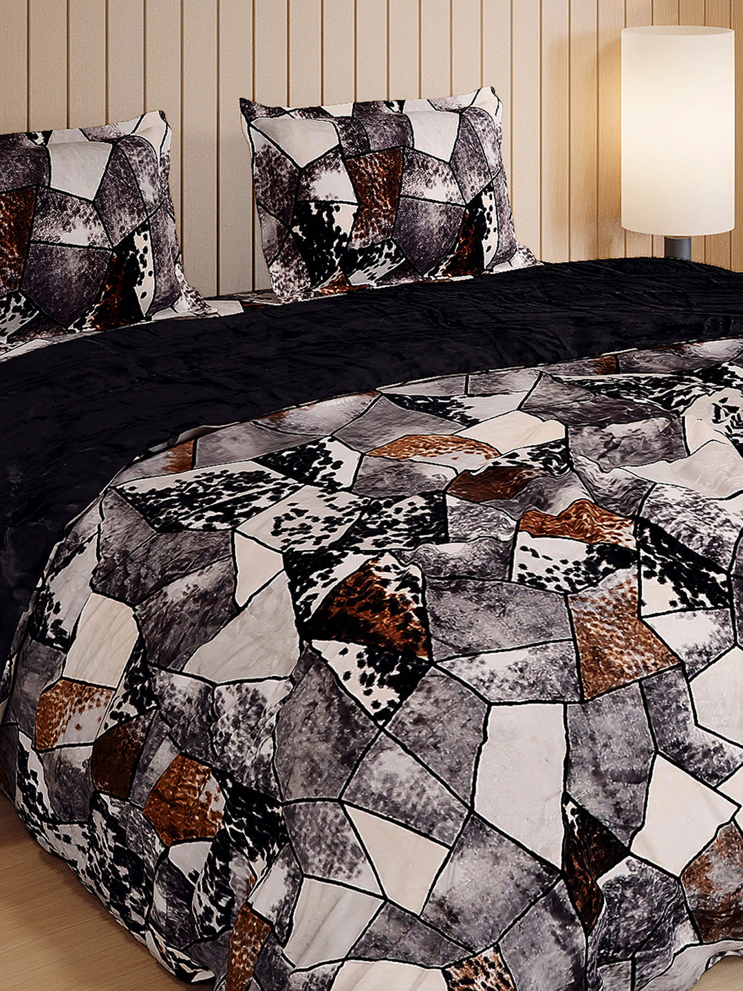 904 GSM 100% Polyester Double Bed 1 Bedsheet, 1 Duvet Cover & 2 Pillow Cover (Meteor 4 Pcs Set)