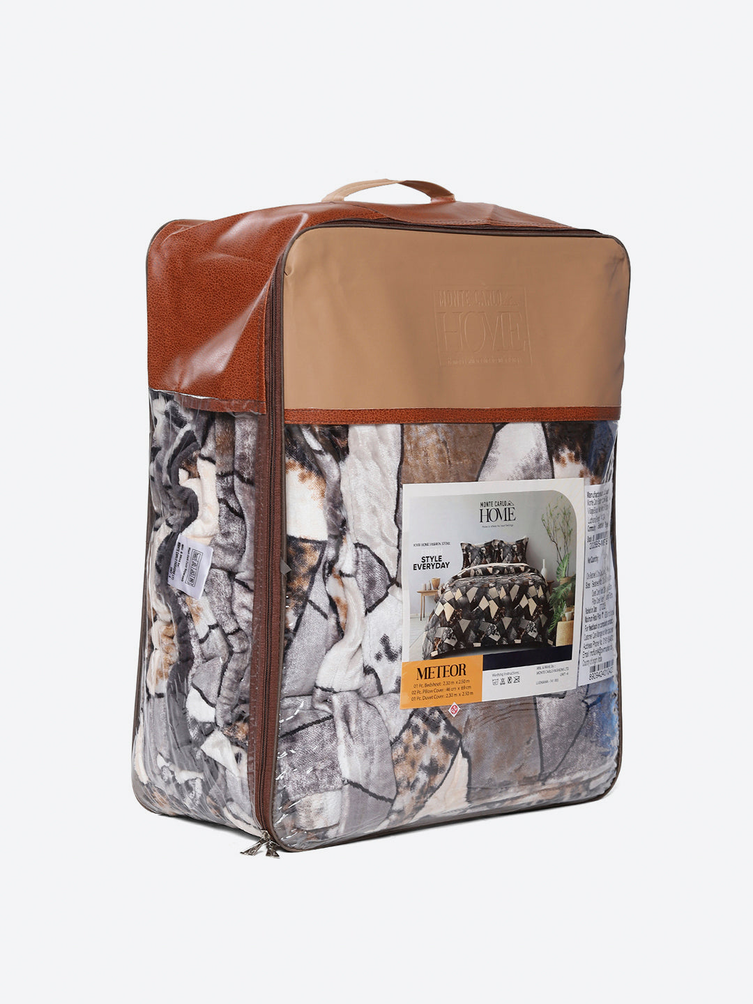 904 GSM 100% Polyester Double Bed 1 Bedsheet, 1 Duvet Cover & 2 Pillow Cover (Meteor 4 Pcs Set)