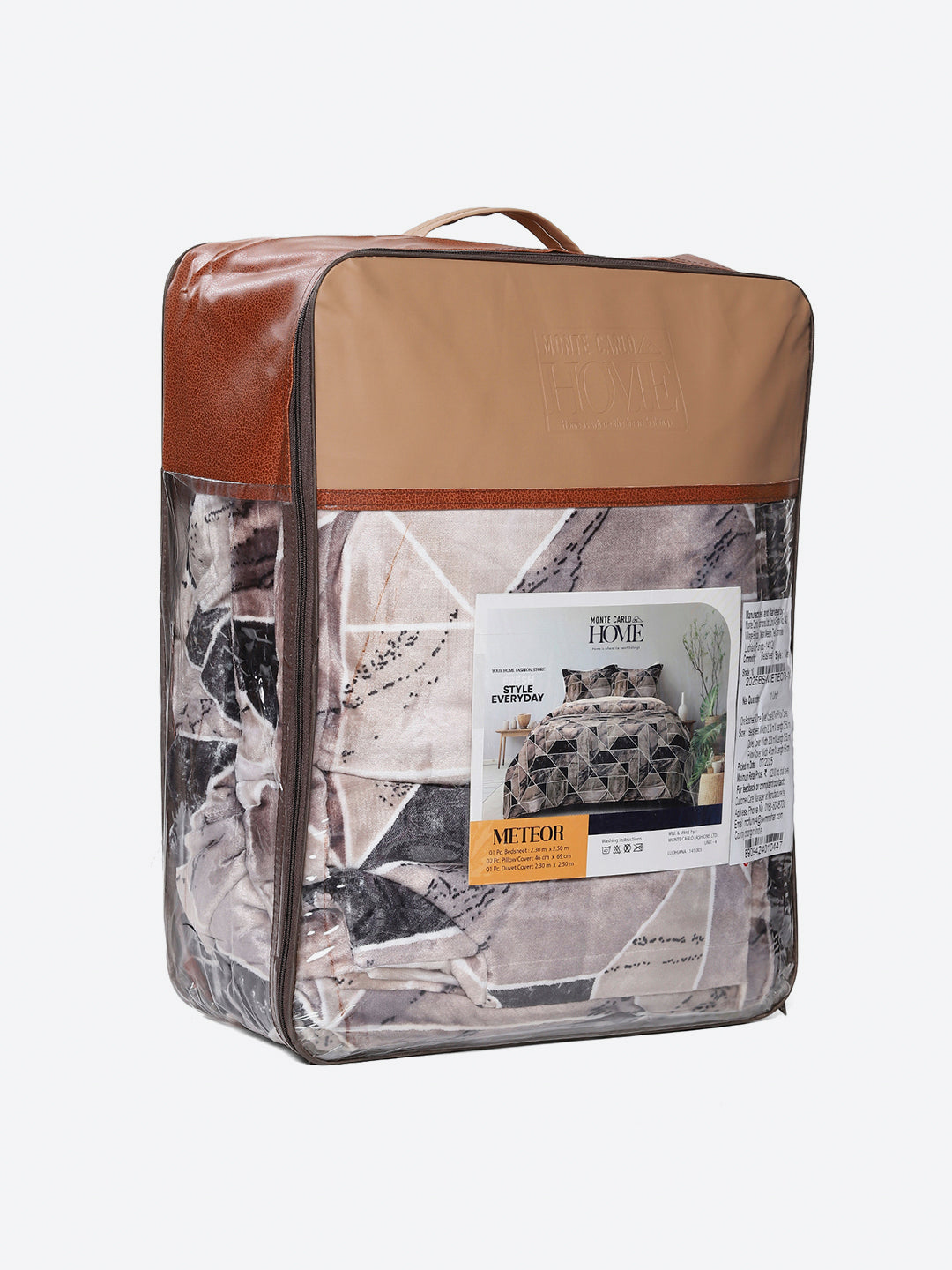 904 GSM 100% Polyester Double Bed 1 Bedsheet, 1 Duvet Cover & 2 Pillow Cover (Meteor 4 Pcs Set)