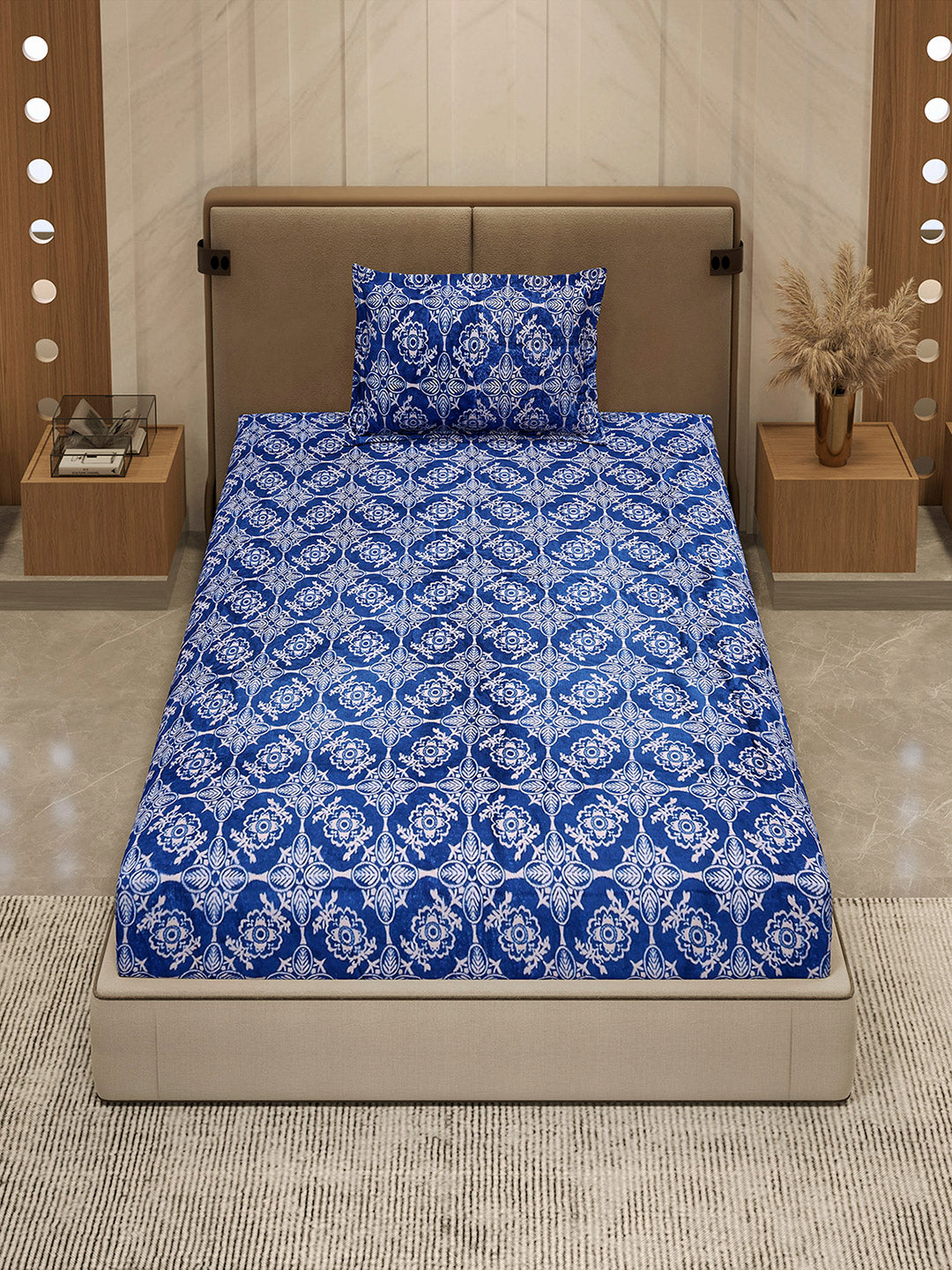 264 GSM 100% Polyester Single Bed 1 Bedsheet with 1 Pillow Cover (Nixie Piece)