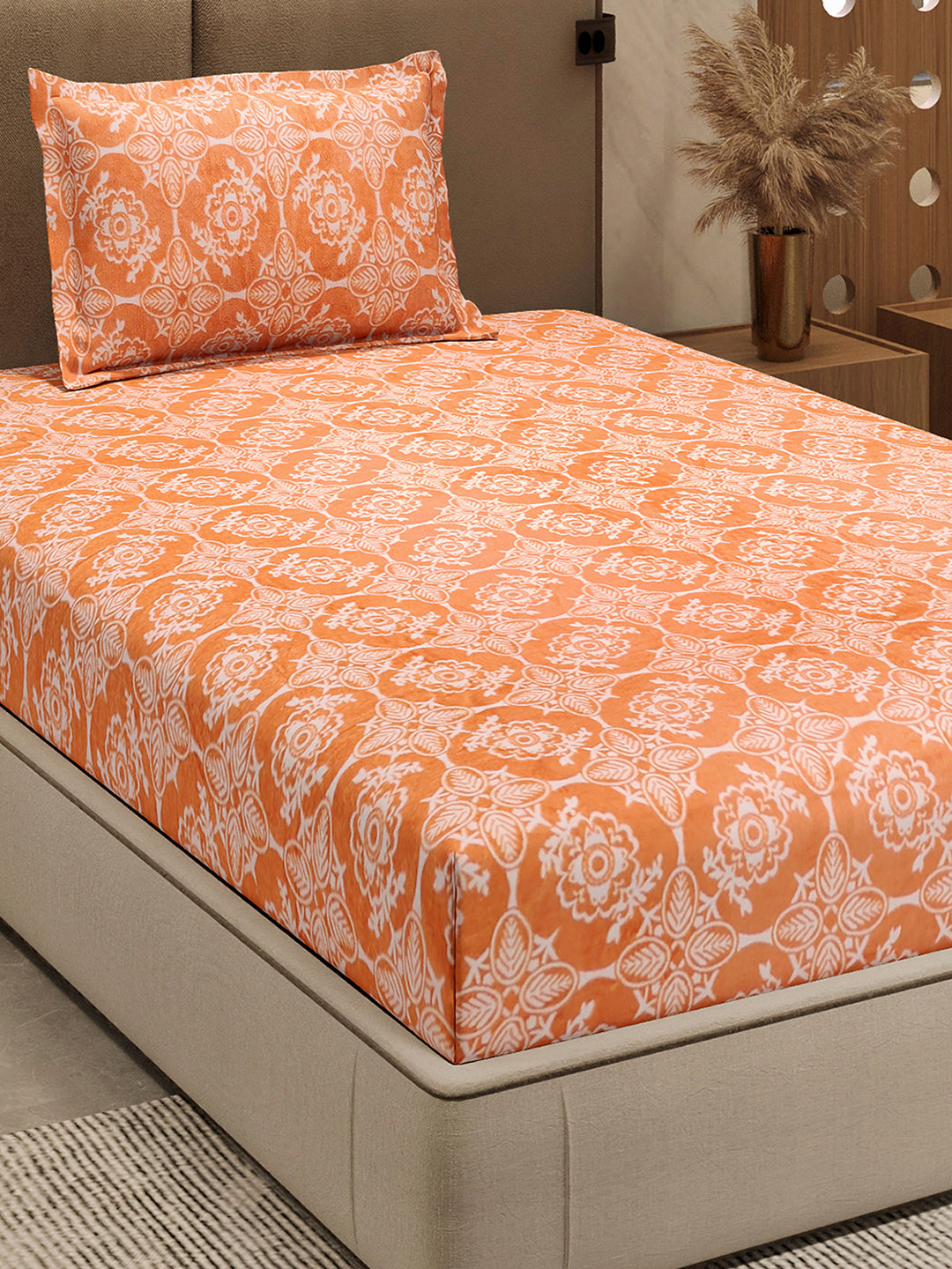 264 GSM 100% Polyester Single Bed 1 Bedsheet with 1 Pillow Cover (Nixie Piece)