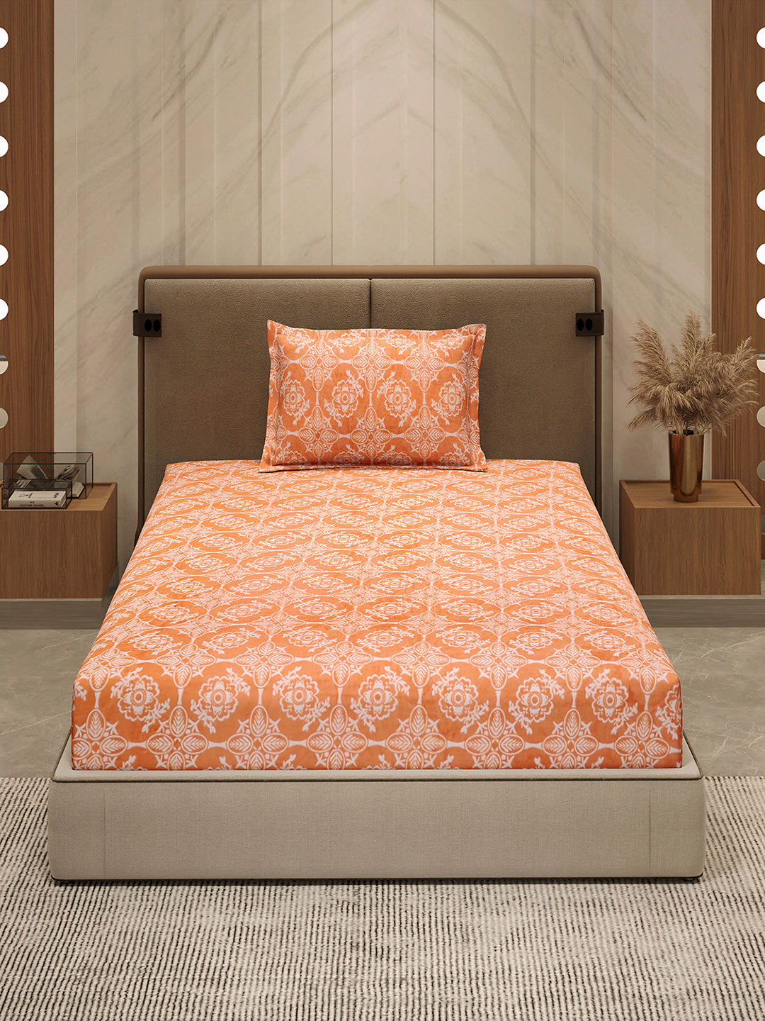 264 GSM 100% Polyester Single Bed 1 Bedsheet with 1 Pillow Cover (Nixie Piece)