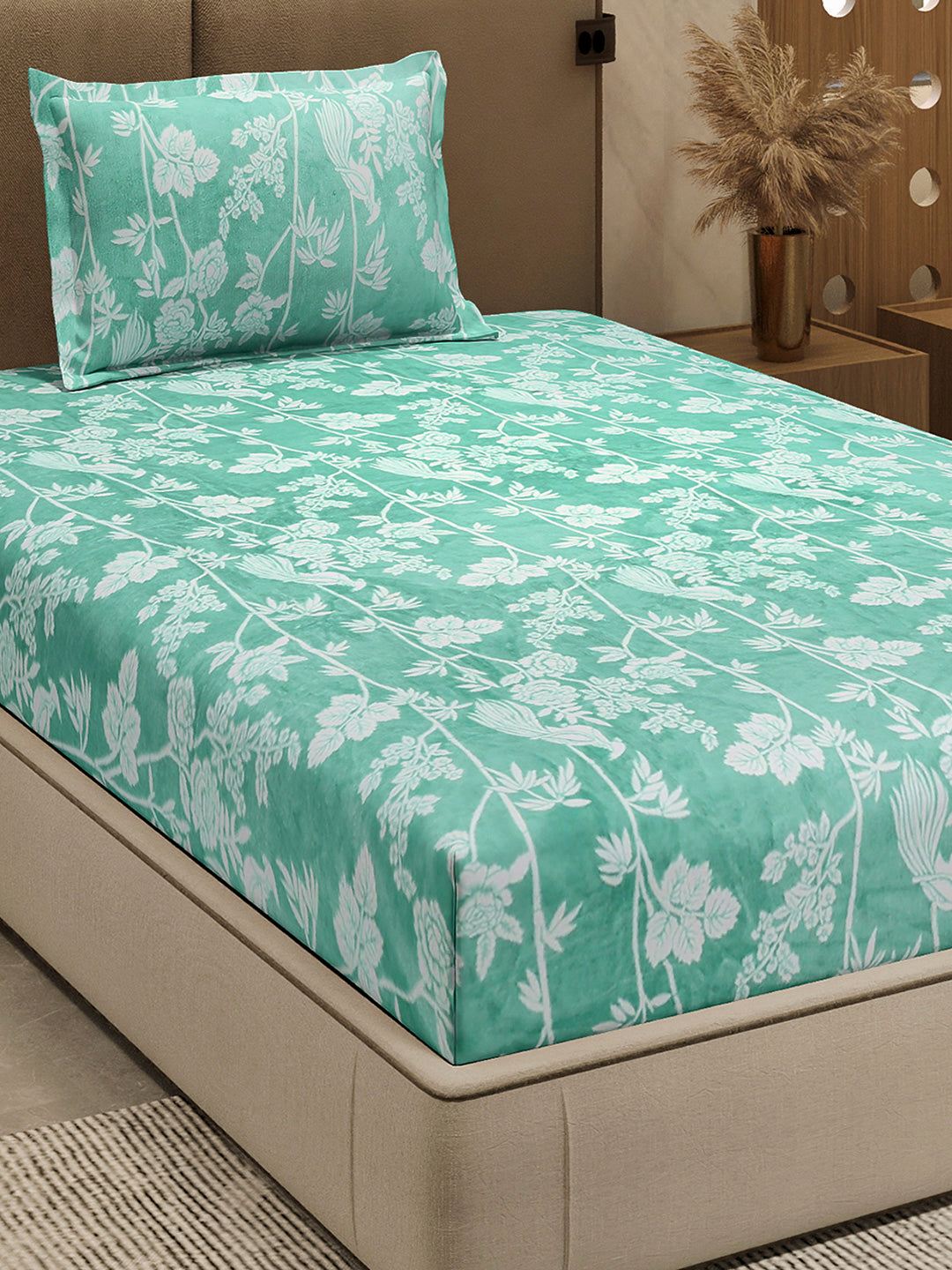 264 GSM 100% Polyester Single Bed 1 Bedsheet with 1 Pillow Cover (Nixie Piece)