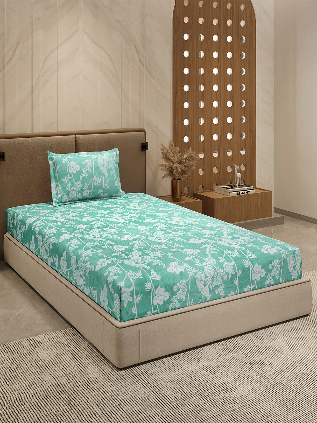 264 GSM 100% Polyester Single Bed 1 Bedsheet with 1 Pillow Cover (Nixie Piece)