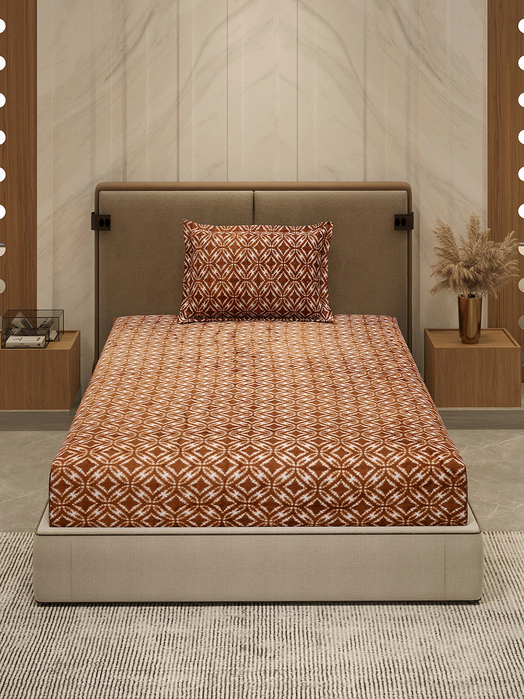 264 GSM 100% Polyester Single Bed 1 Bedsheet with 1 Pillow Cover (Nixie Piece)