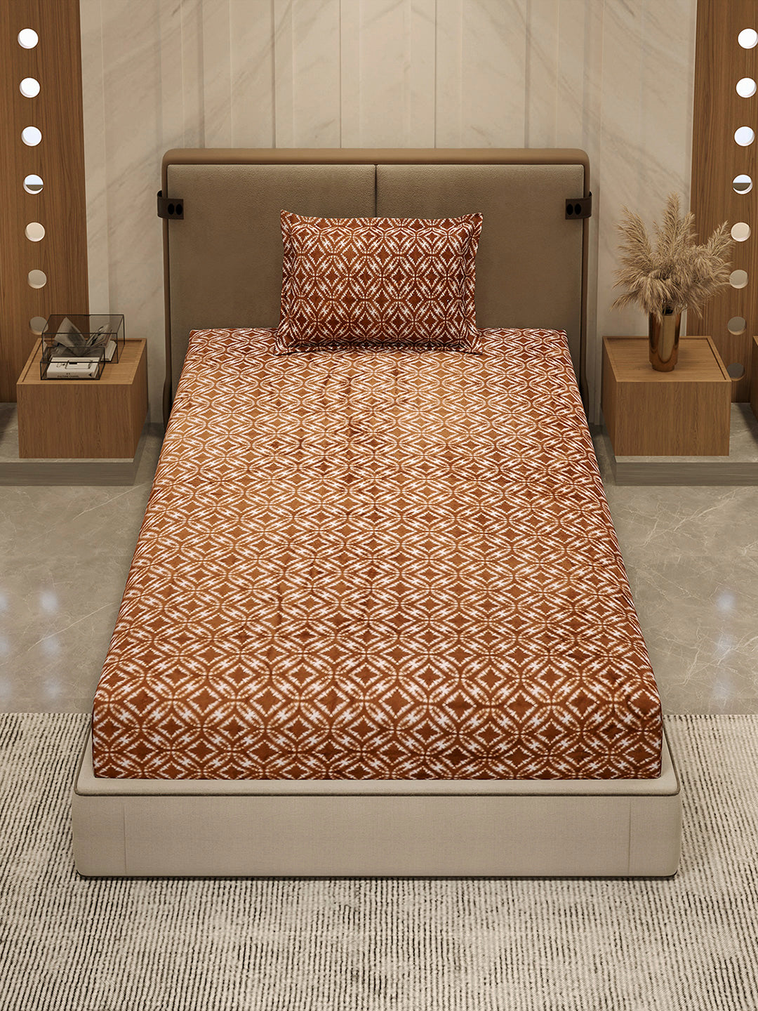 264 GSM 100% Polyester Single Bed 1 Bedsheet with 1 Pillow Cover (Nixie Piece)