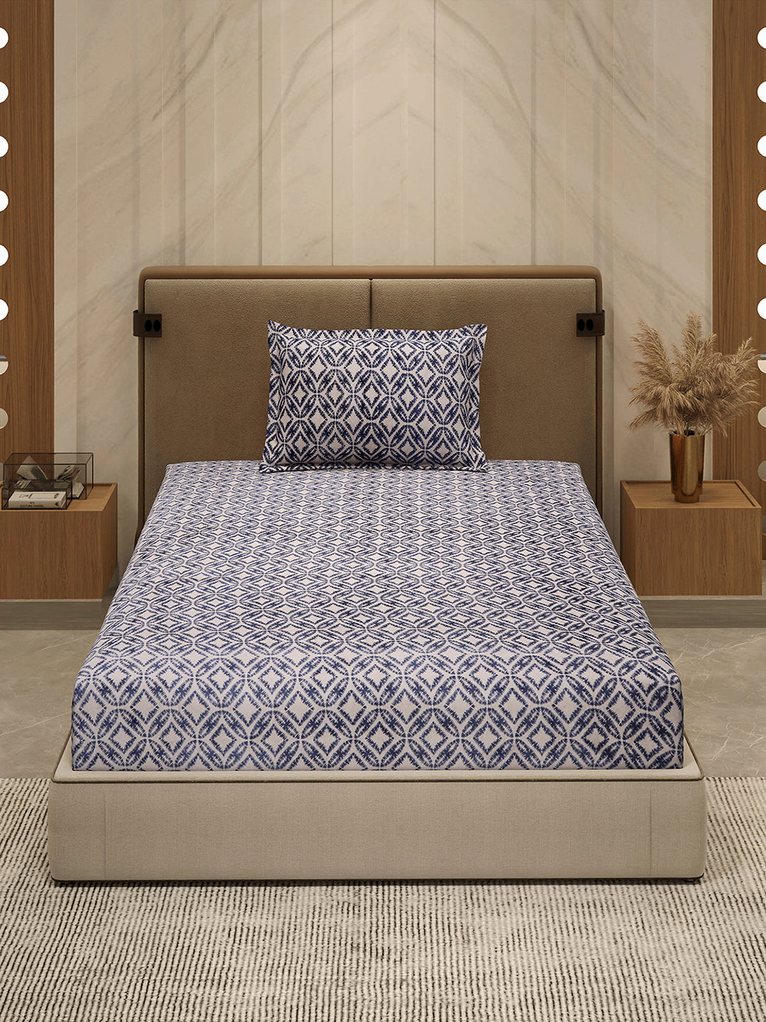 264 GSM 100% Polyester Single Bed 1 Bedsheet with 1 Pillow Cover (Nixie Piece)