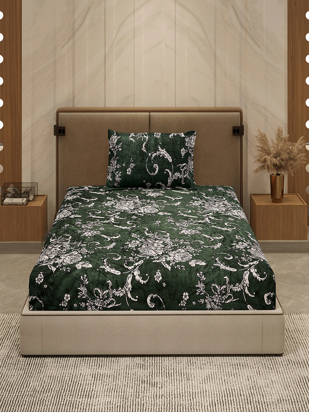 264 GSM 100% Polyester Single Bed 1 Bedsheet with 1 Pillow Cover (Nixie Piece)