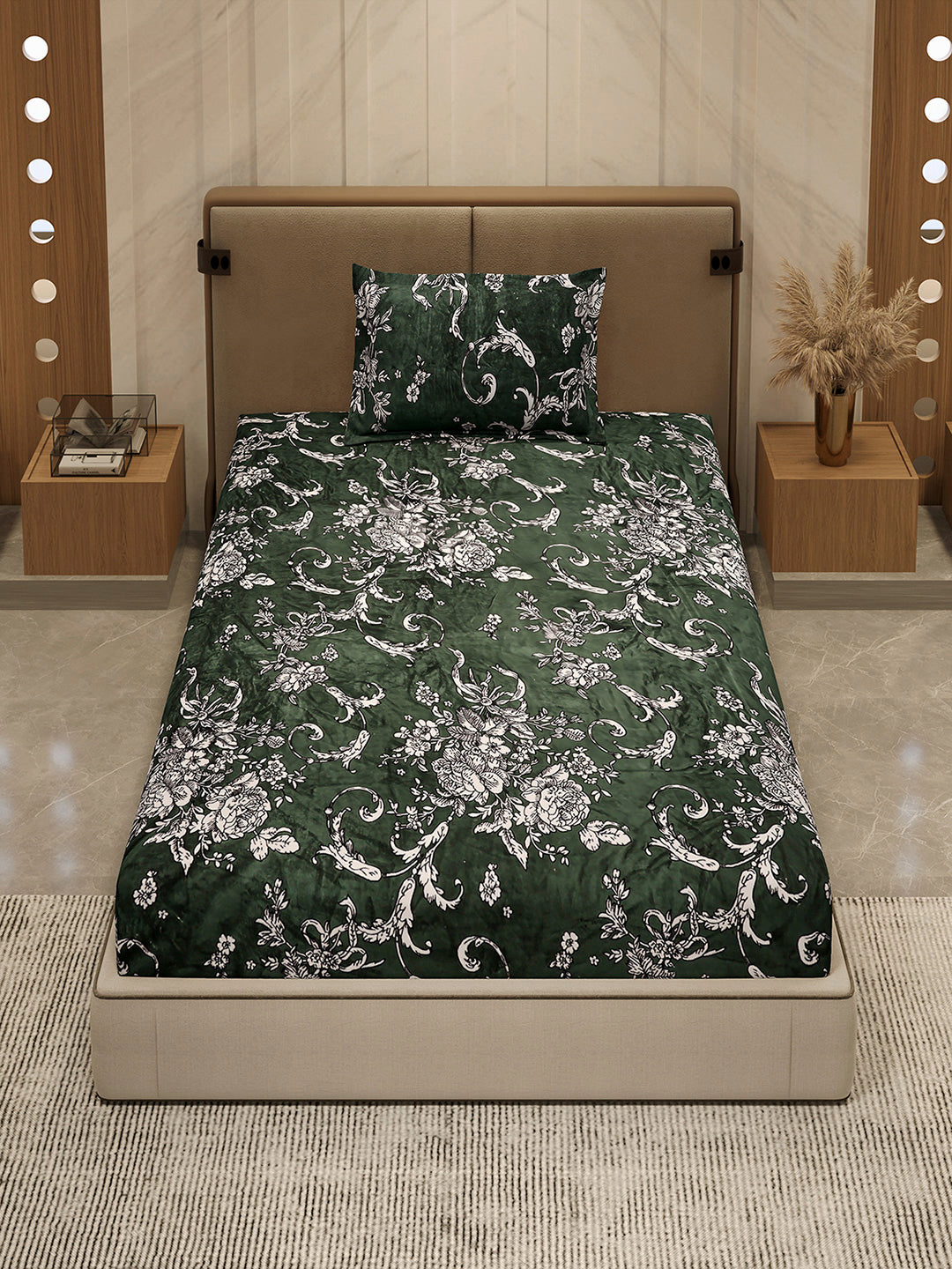 264 GSM 100% Polyester Single Bed 1 Bedsheet with 1 Pillow Cover (Nixie Piece)