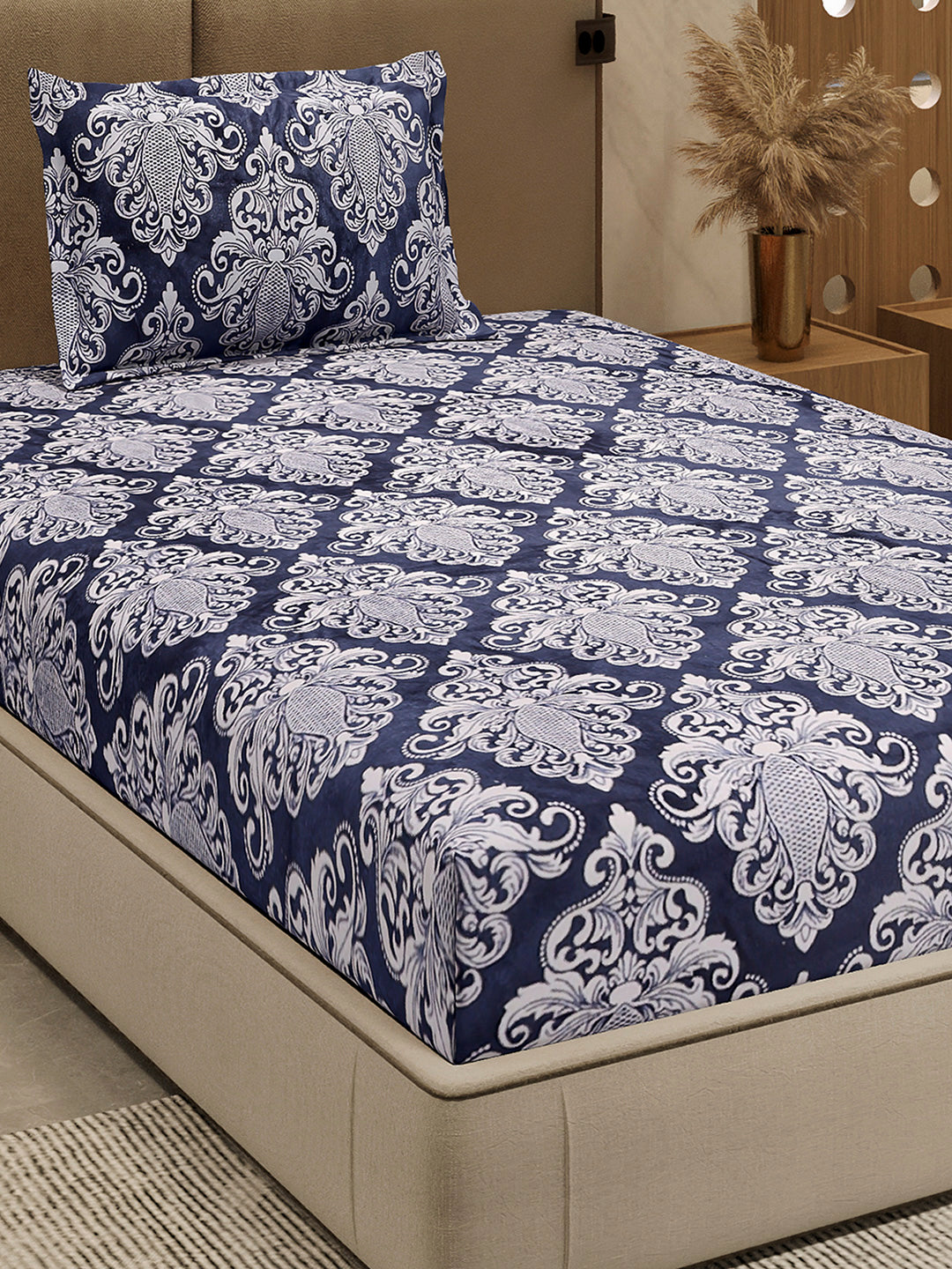 264 GSM 100% Polyester Single Bed 1 Bedsheet with 1 Pillow Cover (Nixie Piece)