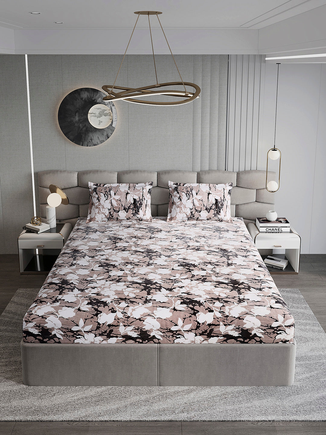 371 GSM 100% Polyester King Bed 1 Bedsheet with 2 Pillow Cover (Rubina King)