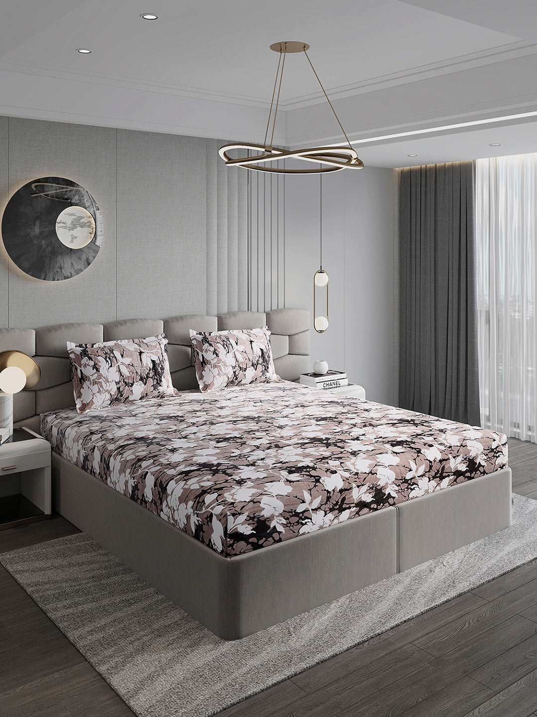 371 GSM 100% Polyester King Bed 1 Bedsheet with 2 Pillow Cover (Rubina King)