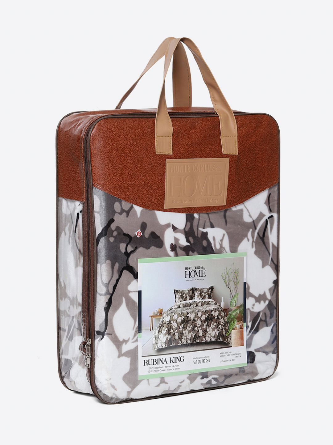 371 GSM 100% Polyester King Bed 1 Bedsheet with 2 Pillow Cover (Rubina King)