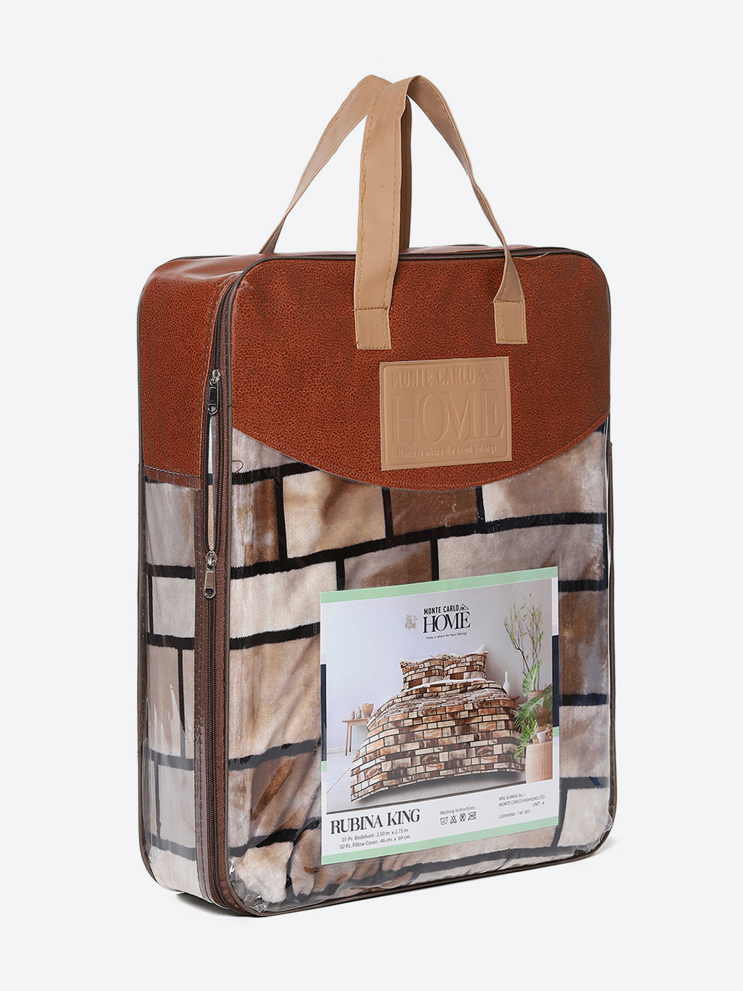 371 GSM 100% Polyester King Bed 1 Bedsheet with 2 Pillow Cover (Rubina King)