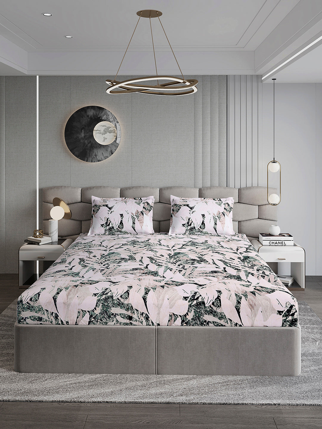 371 GSM 100% Polyester King Bed 1 Bedsheet with 2 Pillow Cover (Rubina King)