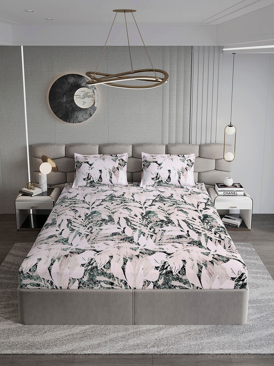 371 GSM 100% Polyester King Bed 1 Bedsheet with 2 Pillow Cover (Rubina King)