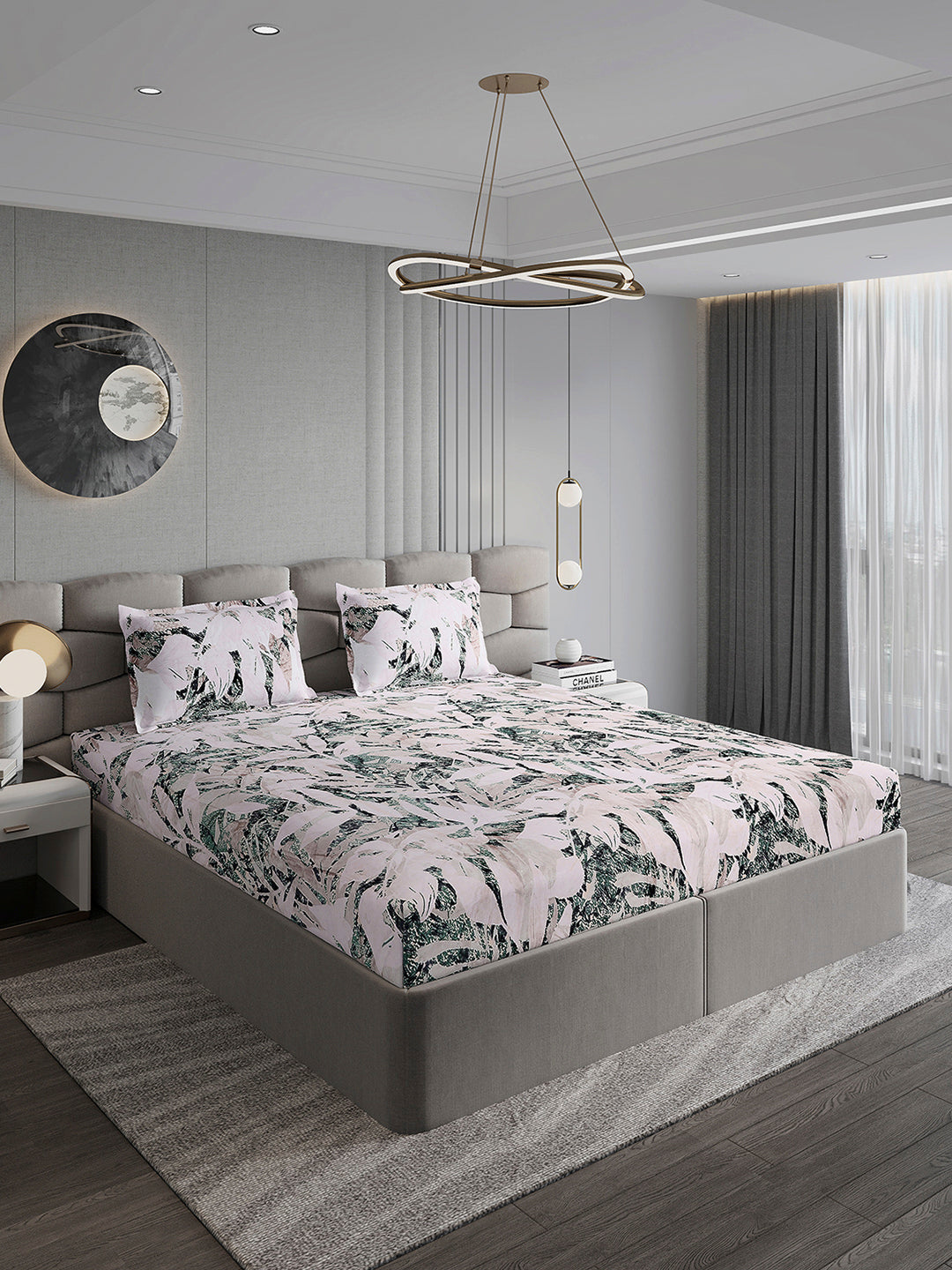 371 GSM 100% Polyester King Bed 1 Bedsheet with 2 Pillow Cover (Rubina King)