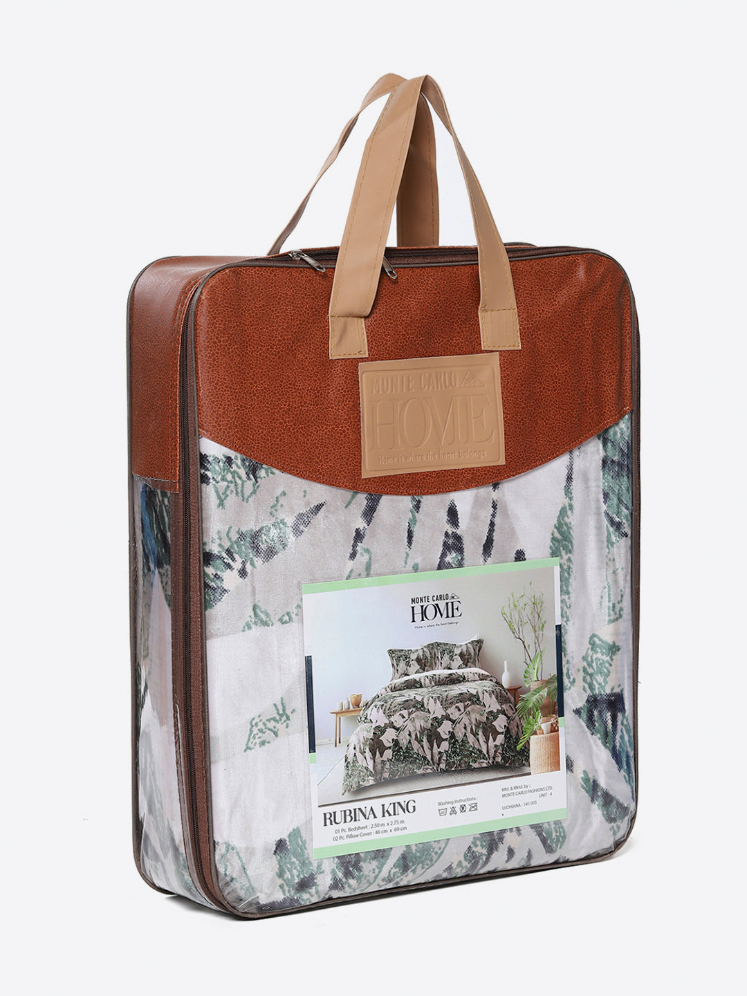 371 GSM 100% Polyester King Bed 1 Bedsheet with 2 Pillow Cover (Rubina King)