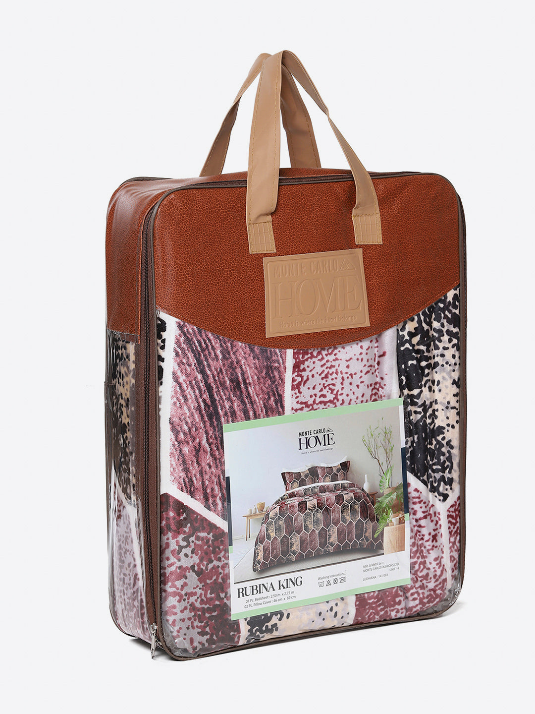 371 GSM 100% Polyester King Bed 1 Bedsheet with 2 Pillow Cover (Rubina King)