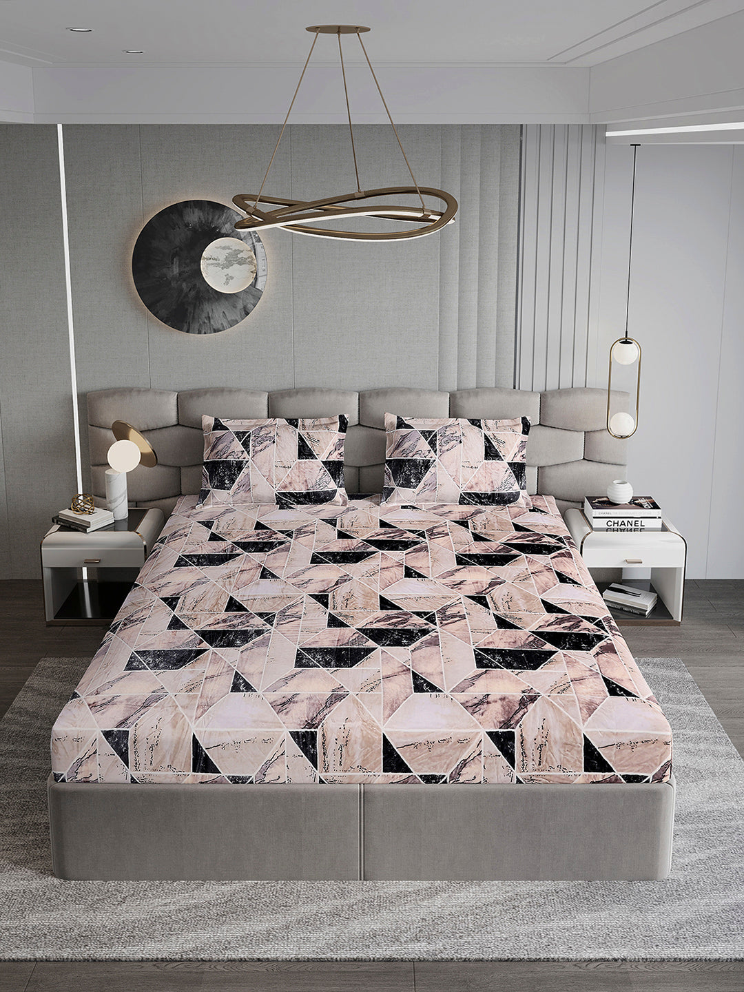 371 GSM 100% Polyester King Bed 1 Bedsheet with 2 Pillow Cover (Rubina King)