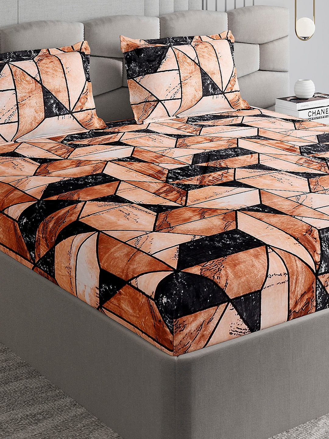 371 GSM 100% Polyester King Bed 1 Bedsheet with 2 Pillow Cover (Rubina King)