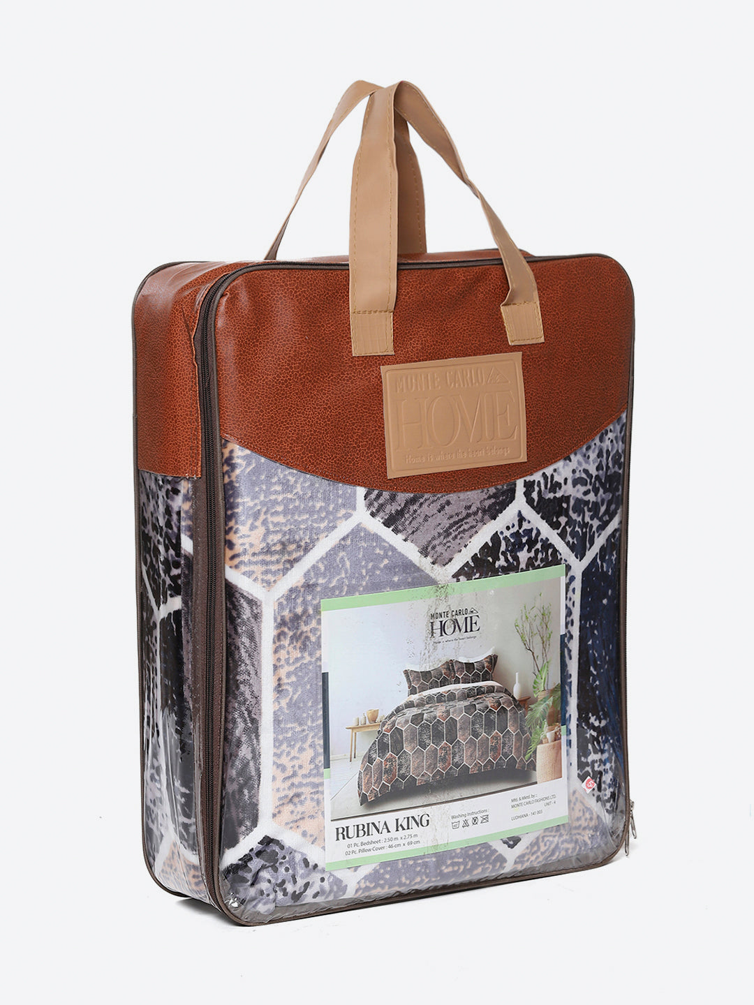 371 GSM 100% Polyester King Bed 1 Bedsheet with 2 Pillow Cover (Rubina King)